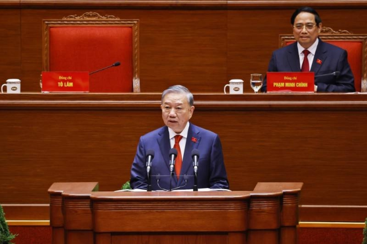 Tổng Bí thư Tô Lâm tại Đại hội XIV của Đảng. Ảnh: TTXVN