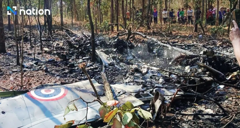 Hiện trường vụ rơi máy bay huấn luyện quân sự tại tỉnh Chiang Mai, Thái Lan. Nguồn: The Nation