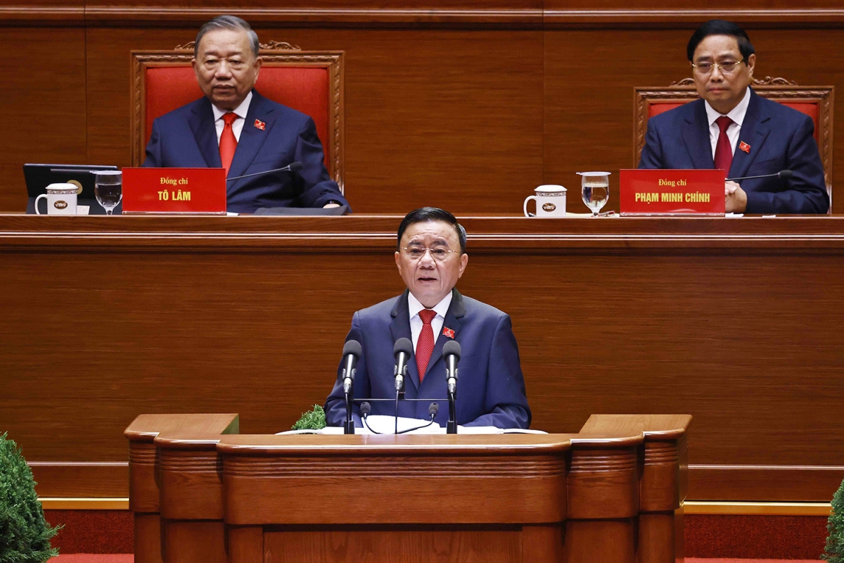 Ủy viên Bộ Chính trị, Thường trực Ban Bí thư Trần Cẩm Tú thay mặt Đoàn Chủ tịch tuyên bố lý do, giới thiệu đại biểu và khách mời của Đại hội tại phiên khai mạc