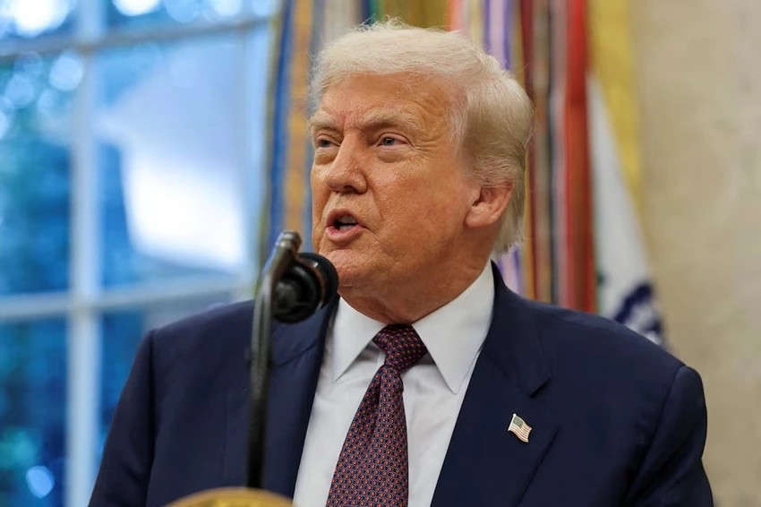 Tổng thống Mỹ Donald Trump phát biểu tại Nhà Trắng. Ảnh: Reuters