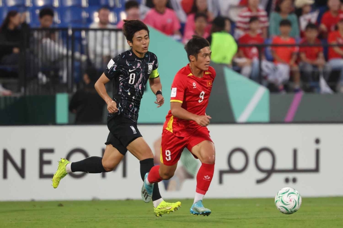 Quốc Việt ghi bàn mở tỷ số cho U23 Việt Nam. (Ảnh: AFC). 