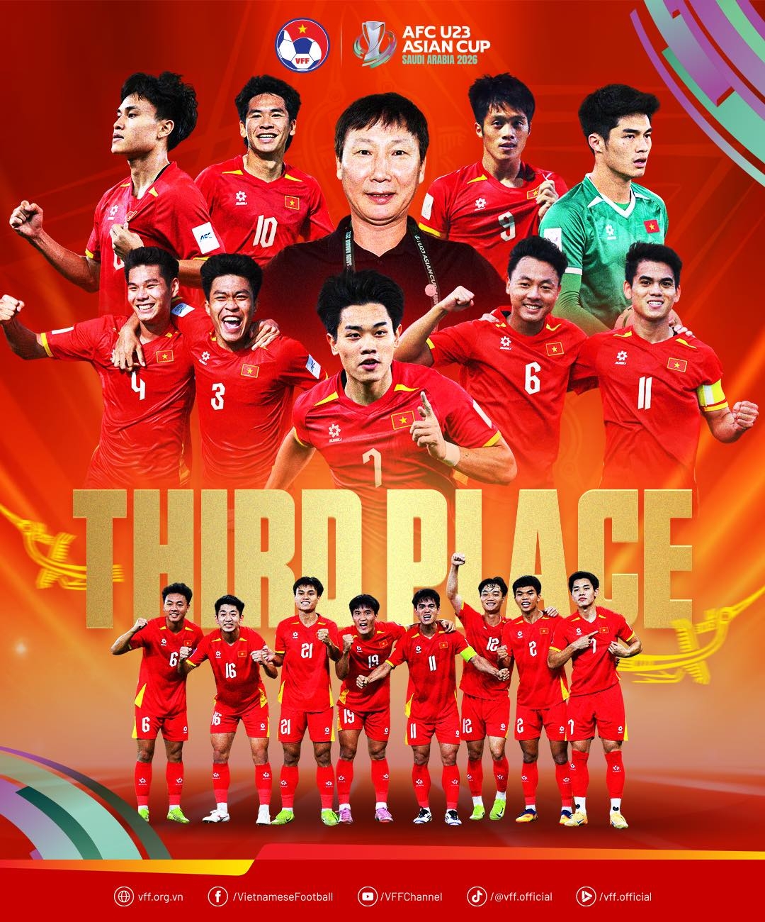 U23 Việt Nam xuất sắc đánh bại U23 Hàn Quốc để giành hạng Ba ở giải U23 châu Á 2026. Sau hành trình ấn tượng này, các cầu thủ đã ăn mừng cuồng nhiệt trên facebook và nhận được nhiều lời chúc mừng từ bạn bè, gia đình cũng như người hâm mộ.