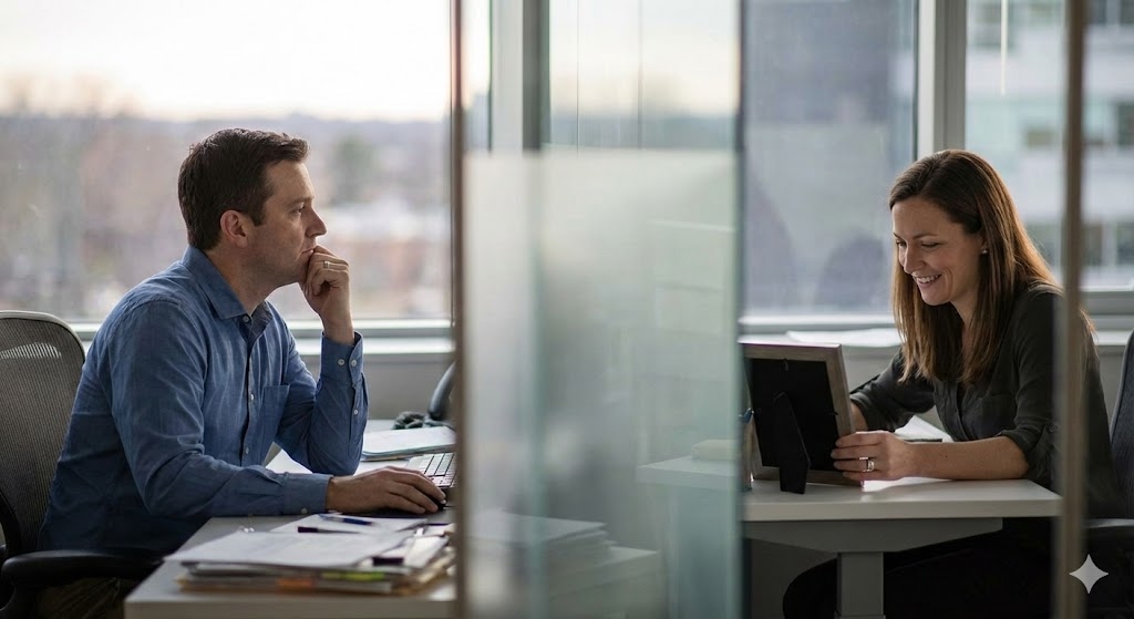 Tôi yêu thầm đồng nghiệp đã có gia đình (Ảnh minh họa, nguồn: AI)