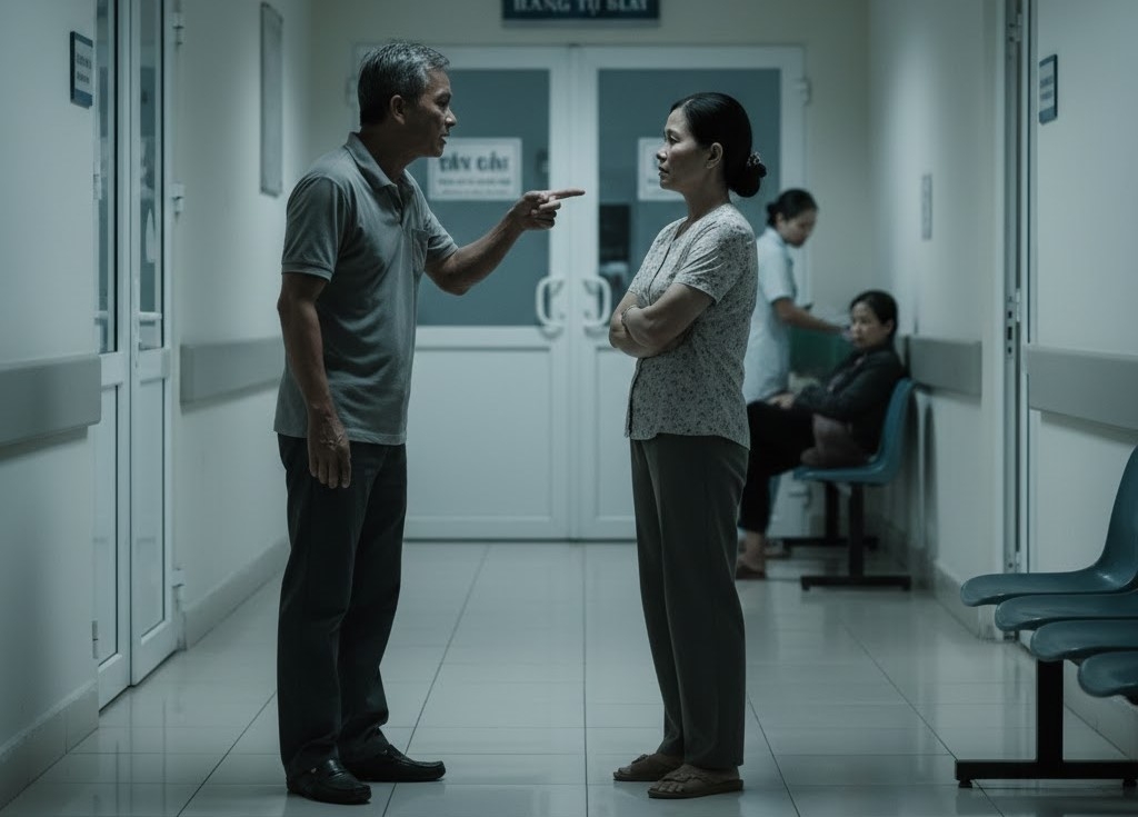 Tôi chỉ trích vợ vì không quan tâm đến mẹ khi ốm đau (Ảnh minh họa, nguồn: AI)