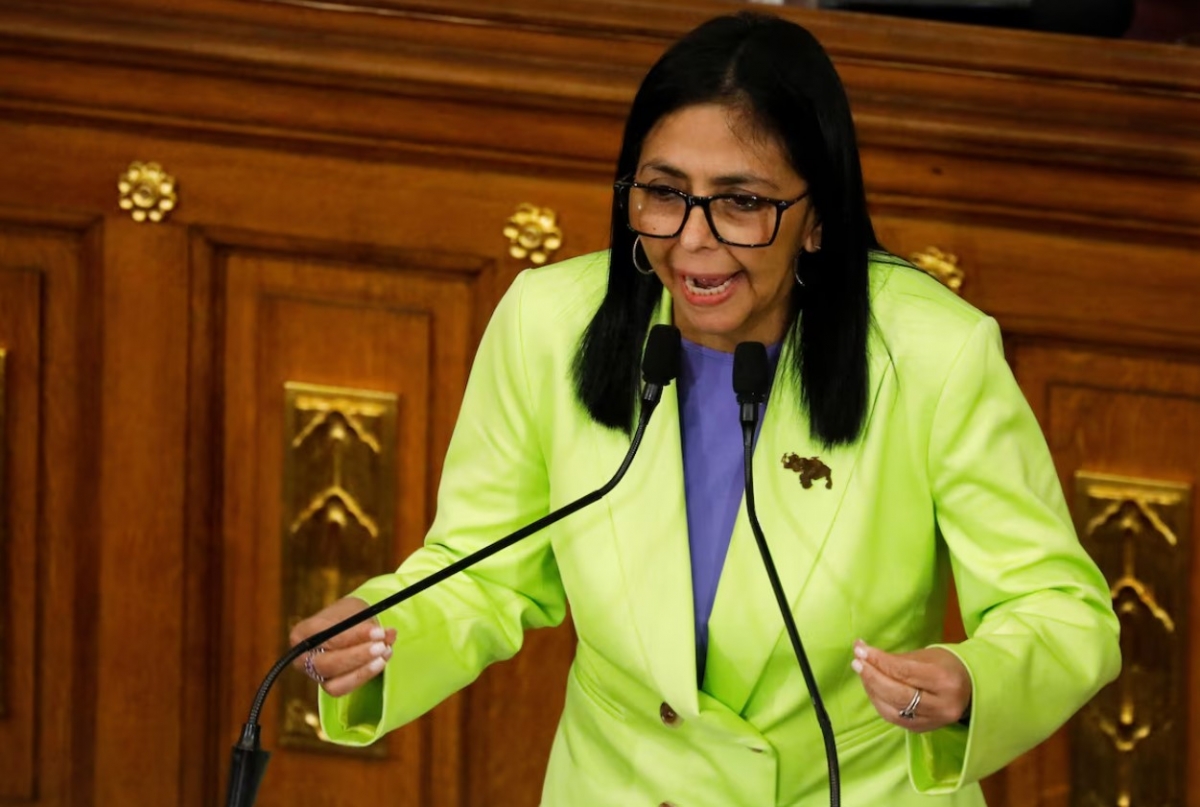 Tổng thống lâm thời Venezuela Delcy Rodriguez đọc bài phát biểu thường niên đầu tiên trước toàn quốc tại Quốc hội ngày 15/1/2026. Ảnh: Reuters