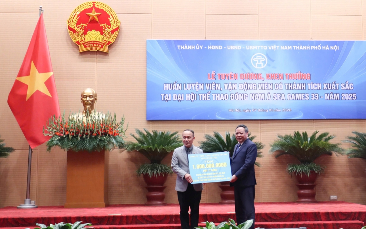 TP.Hà Nội thưởng 1 tỉ đồng cho đội tuyển bóng đá U22 Việt Nam khi lên ngôi vô địch đầy thuyết phục tại SEA Games 33.