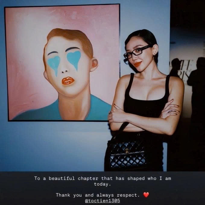 Sau khi cả hai thông báo chia tay, Touliver đăng ảnh Tóc Tiên và cho biết vẫn trân trọng vợ cũ, gọi cô là người phụ nữ đã tạo nên một chương tươi đẹp trong cuộc đời anh.