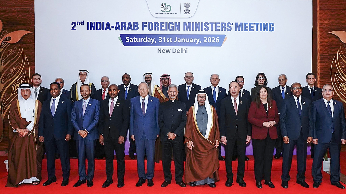 Hội nghị Bộ trưởng Ngoại giao Ấn Độ - Arab lần thứ hai diễn ra tại thủ đô New Delhi ngày 31/1 (Ảnh: ANI)