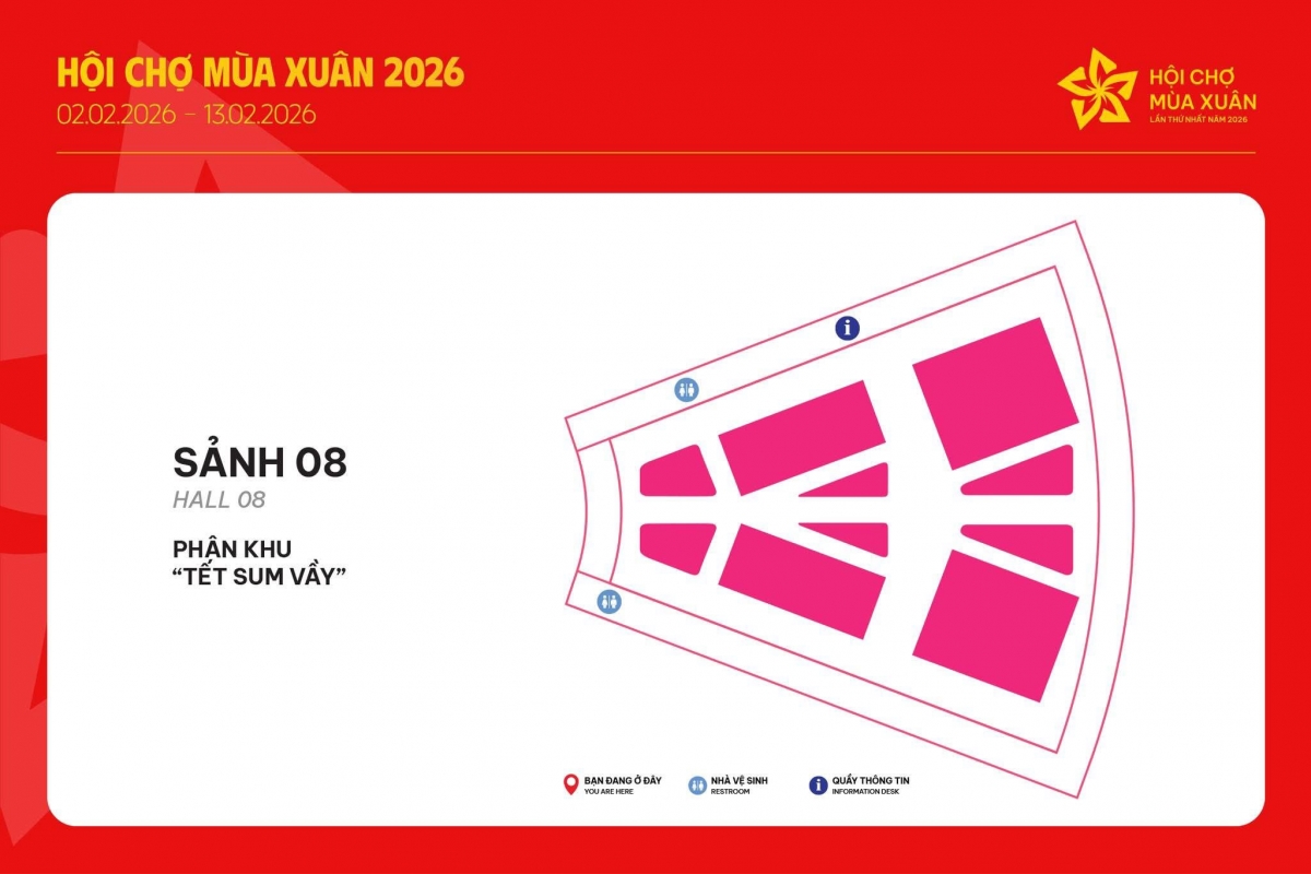 Nhóm người yêu văn hóa và thích “check-in” có phân khu Tết Sum Vầy và sảnh trung tâm.