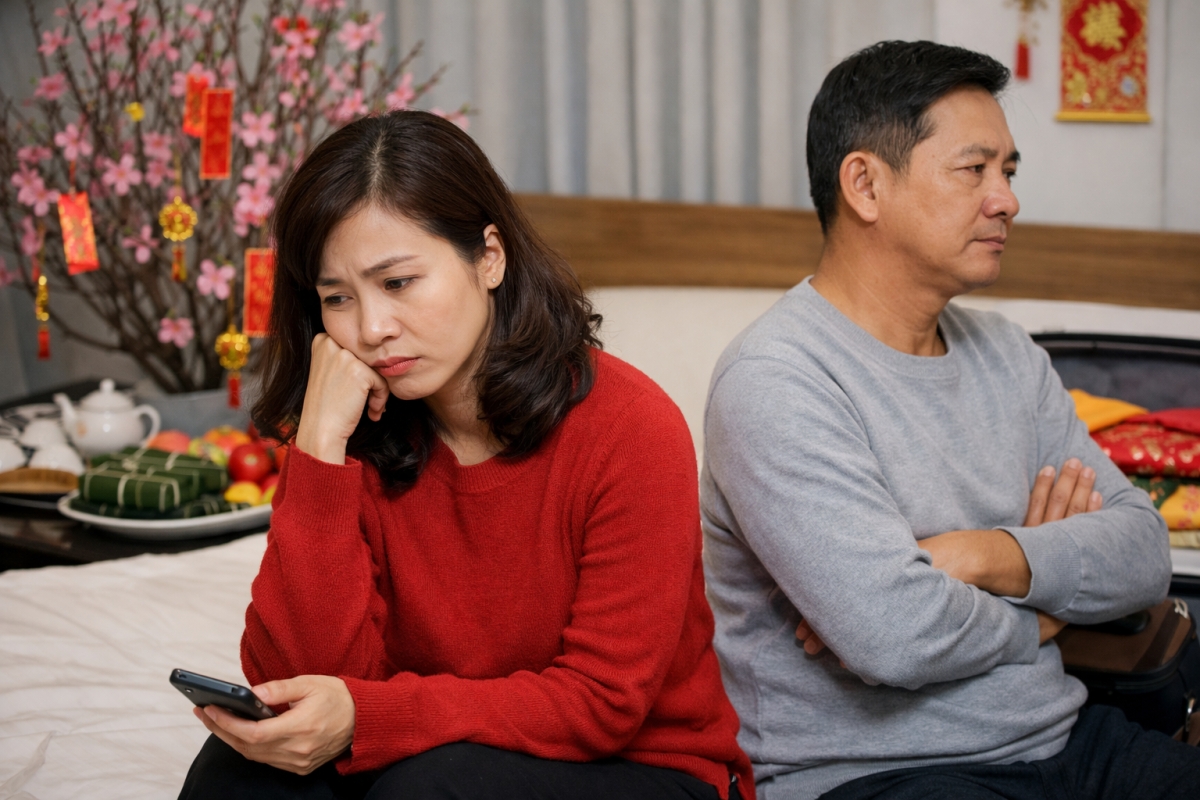 Tôi đề nghị với chồng về ăn Tết với bố mẹ ruột từ trước Tết vài ngày nhưng anh gạt phăng (ảnh minh họa: AI)