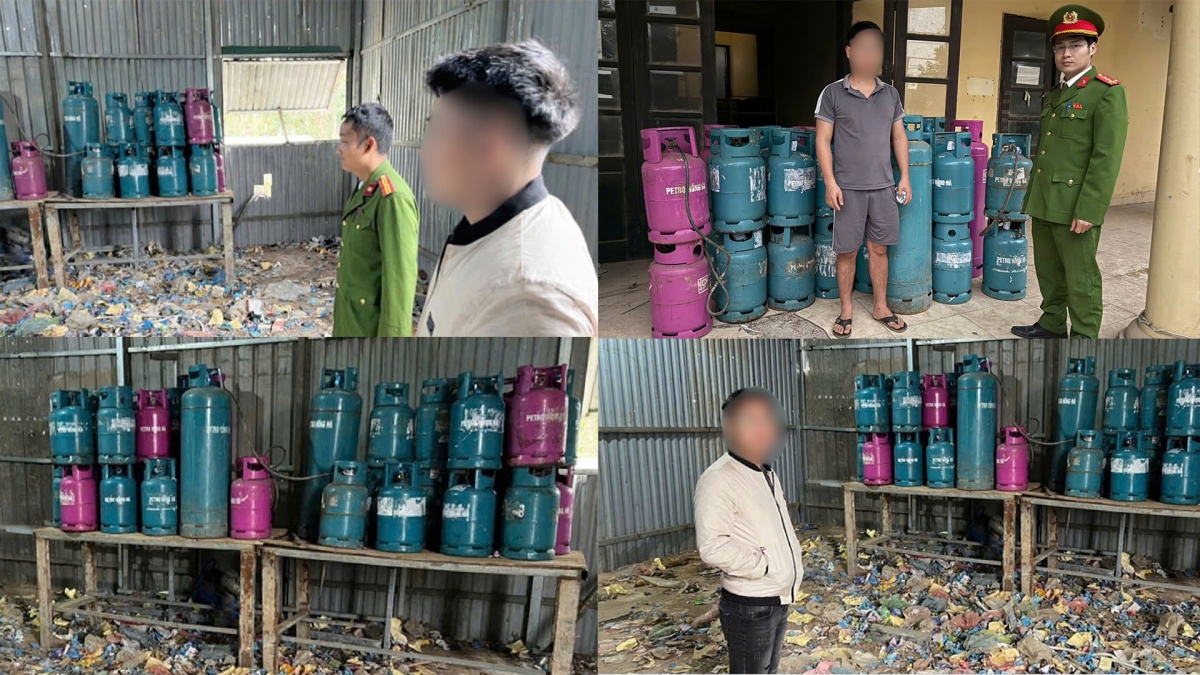 Đối tượng cùng tang vật tại trụ sở Công an xã