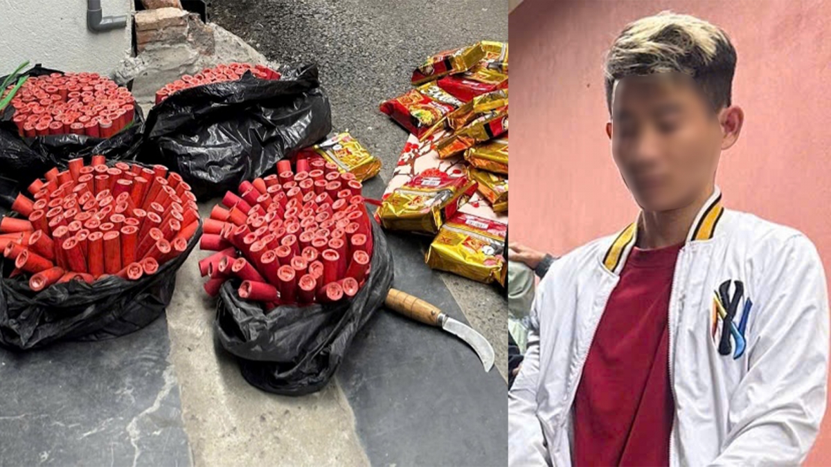 Đối tượng Lư Văn Dáng và tang vật thu giữ