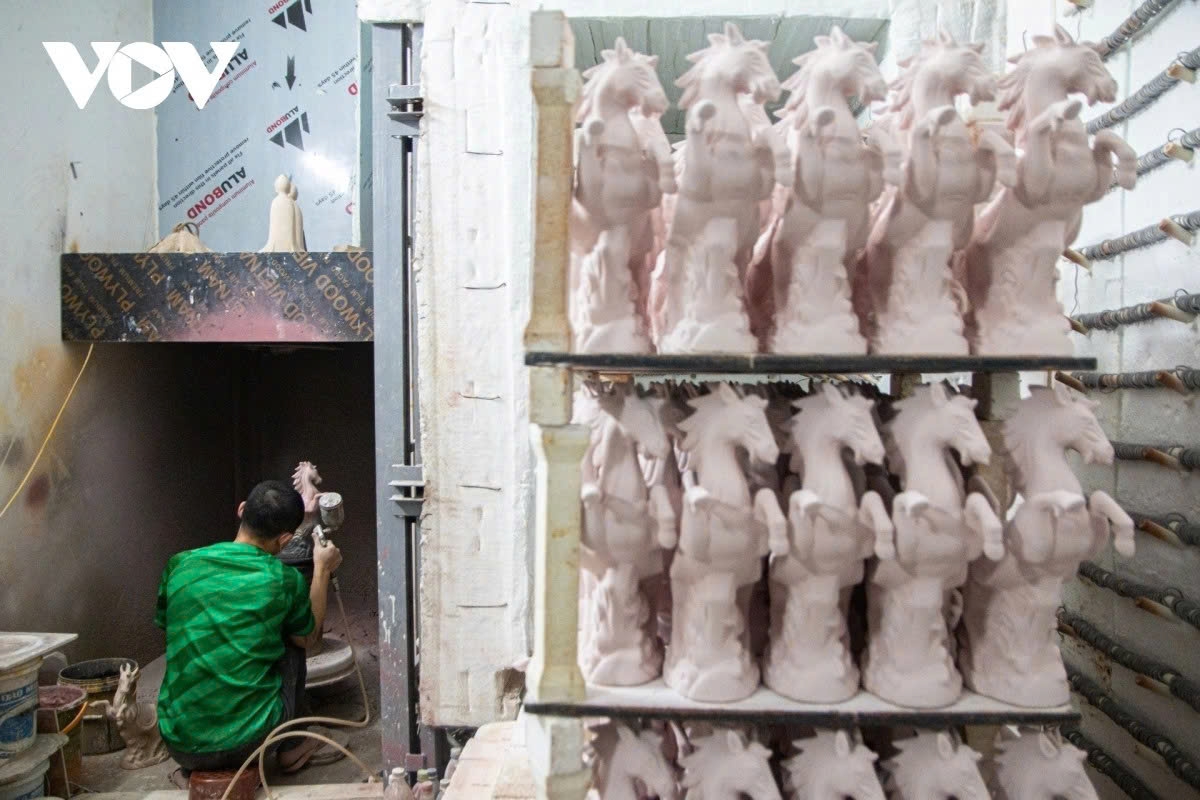 The products are then fired in a kiln at around 500°C for five to six hours to harden.