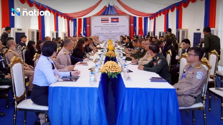 Bộ Chỉ huy phòng thủ biên giới tỉnh Chanthaburi và Trat của Thái Lan và Quân khu 3 của Campuchia họp Ủy ban biên giới khu vực (RBC) tại cửa khẩu Ban Hat Lek, tỉnh Trat của Thái Lan - Nguồn The Nation