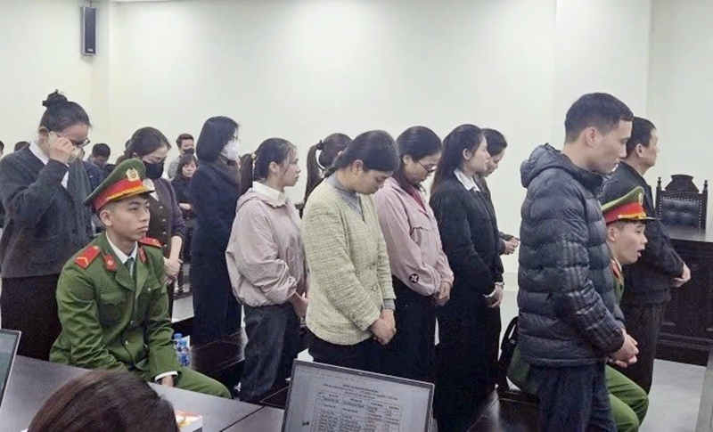 Các bị cáo tại phiên tòa. (Ảnh: Lam Thanh)