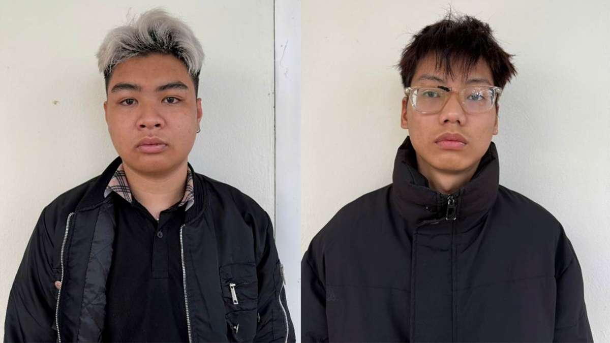 Đối tượng Phí Ngọc Bảo Lâm (bên trái) và đối tượng Vương Xuân Hiếu