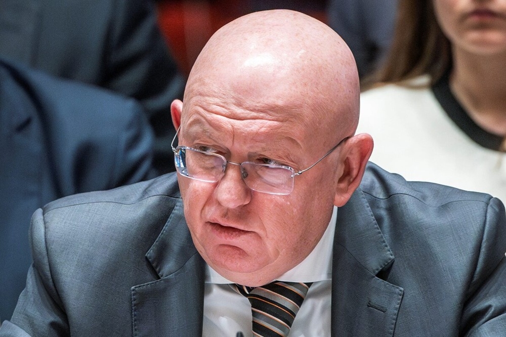Đại sứ Nga tại Liên Hợp Quốc Vasily Nebenzya phát biểu tại Hội đồng Bảo an trong cuộc họp bàn về tình hình xung đột Nga - Ukraine. Ảnh: Reuters