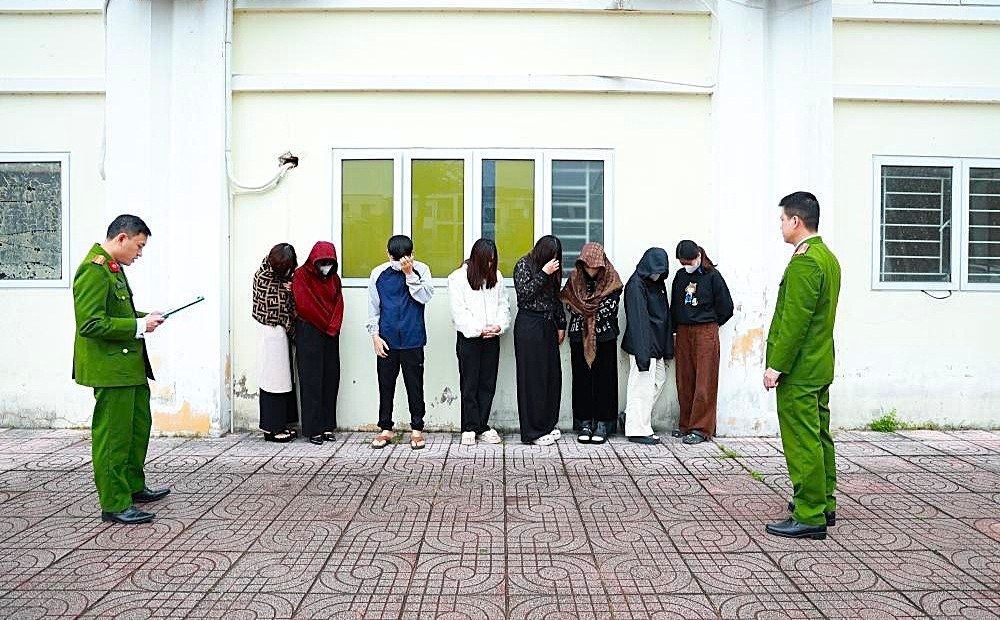 Một số đối tượng tại cơ quan Công an. (Ảnh: Công an Hà Tĩnh).