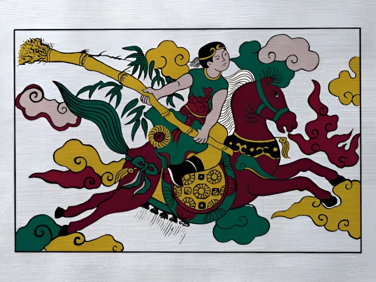 Hình tượng ngựa gắn với truyền thuyết Thánh Gióng thể hiện tinh thần anh hùng và sức mạnh dân tộc. Dáng ngựa tung vó trên chiến trận biểu trưng cho ý chí quật cường và khát vọng bảo vệ đất nước.