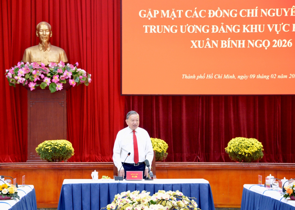 Tổng Bí thư Tô Lâm phát biểu tại buổi gặp mặt.
