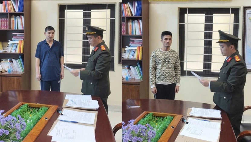 Cơ quan An ninh điều tra Công an tỉnh Phú Thọ tống đạt các quyết định tố tụng đối với 2 đối tượng.