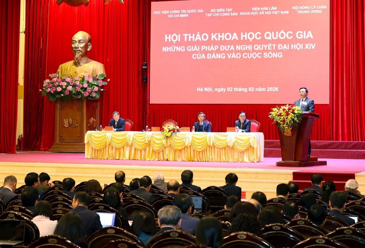 Hội thảo khoa học quốc gia “Những giải pháp đưa Nghị quyết Đại hội XIV của Đảng vào cuộc sống” tổ chức ngày 2/2/2026 tại Hà Nội.
