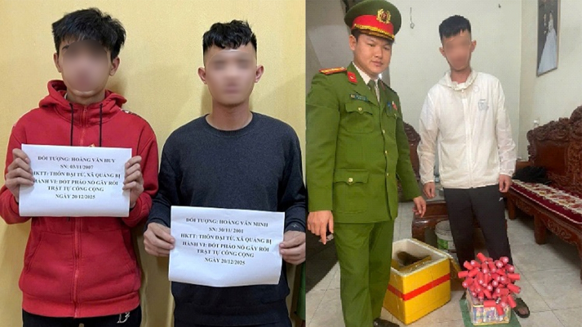 Các đối tượng và tang vật thu giữ