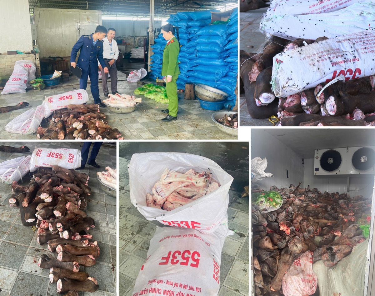 Lực lượng chức năng kiểm tra số thực phẩm không rõ nguồn gốc