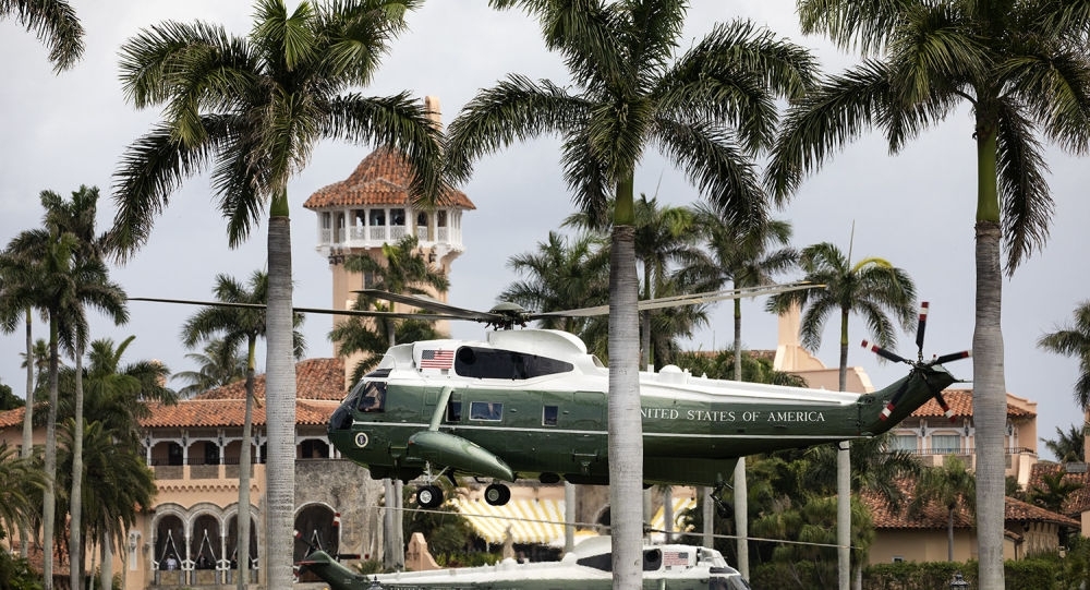 Trực thăng của Tổng thống Trump hạ cánh tại Mar-a-Lago. Ảnh: White House