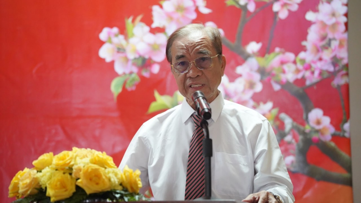 Ông Trần Văn Năm - Chủ tịch Hội Khmer-Việt Nam tại Campuchia (KVA) chi nhánh tỉnh Preah Sihanouk phát biểu