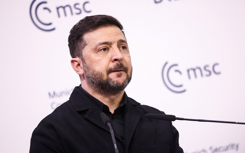 Tổng thống Ukraine Volodymyr Zelensky phát biểu tại Hội nghị An ninh Munich (MSC) ở Munich, Đức. Ảnh: Reuters
