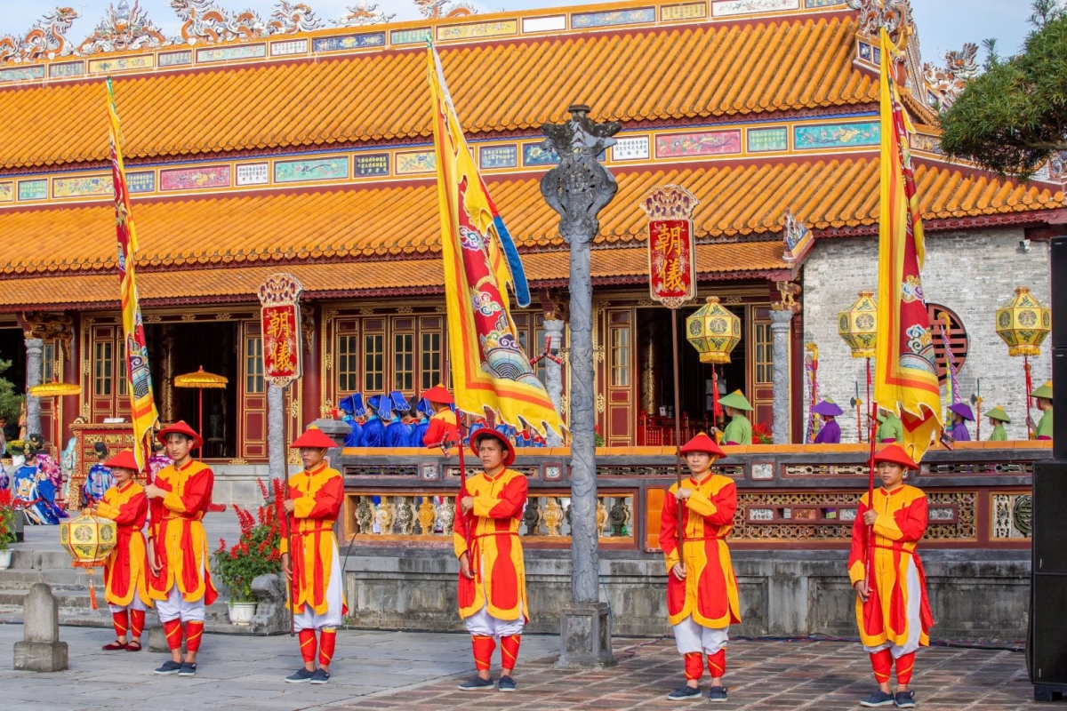 Tại lễ tái hiện Lễ Thiết triều Nguyên đán triều Nguyễn