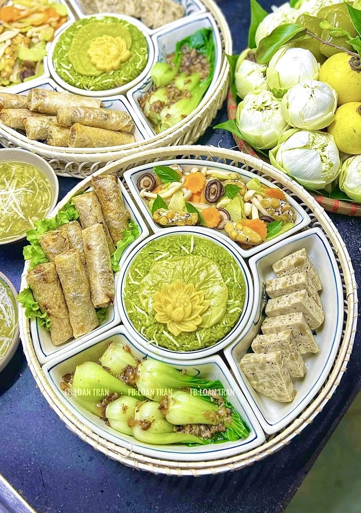 Gợi ý mâm cỗ chay cúng tất niên Tết Bính Ngọ 2026. (Ảnh: Loan Trần)