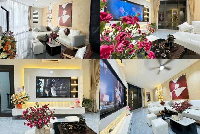 Rather than elaborate decorations, the home is arranged in a simple, uncluttered style, with fresh flowers bringing a springtime atmosphere.