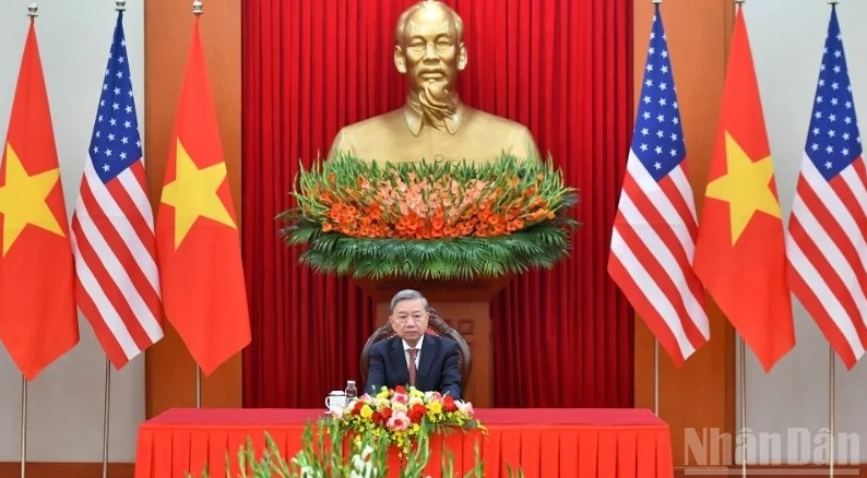 Tổng Bí thư Tô Lâm điện đàm với Tổng thống Hoa Kỳ Donald Trump, tháng 11/2024. Ảnh: Đăng Khoa