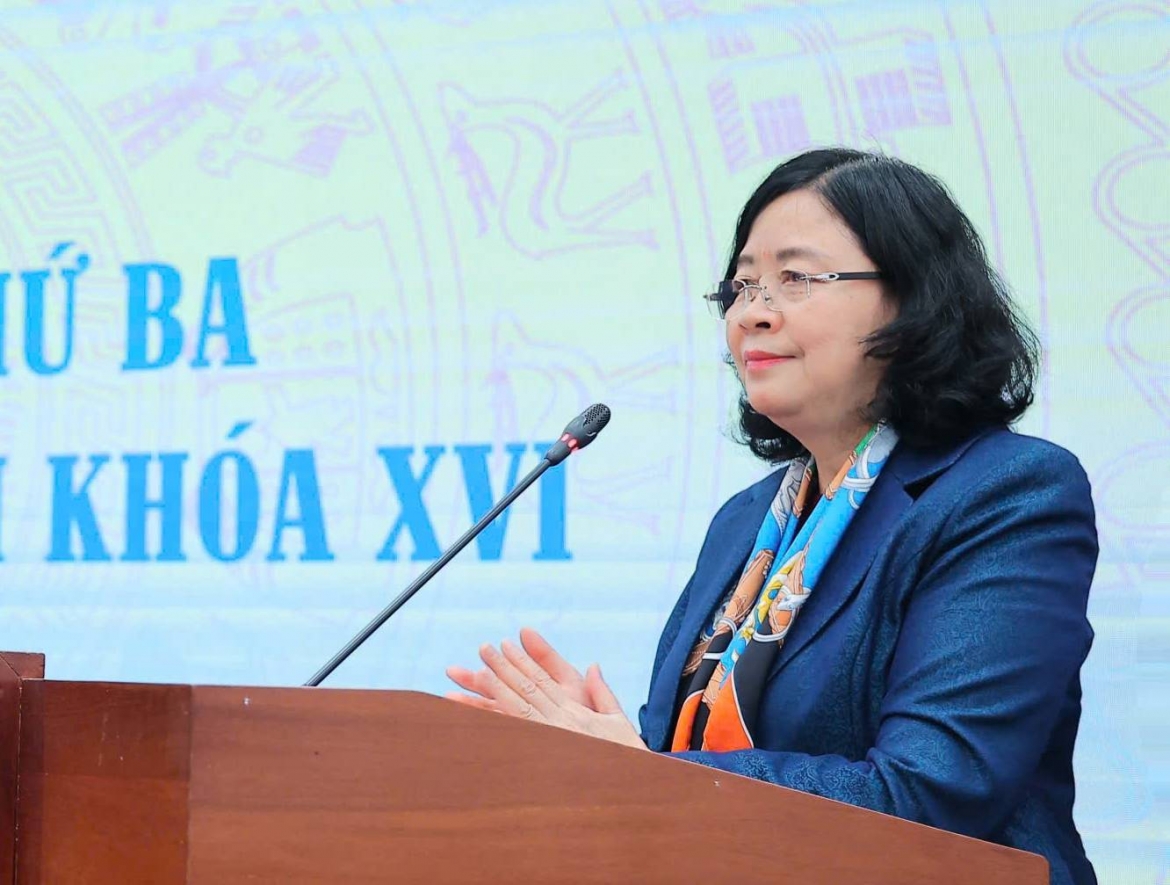 Chủ tịch Ủy ban Trung ương MTTQ Việt Nam Bùi Thị Minh Hoài. Ảnh: Hoài Nam