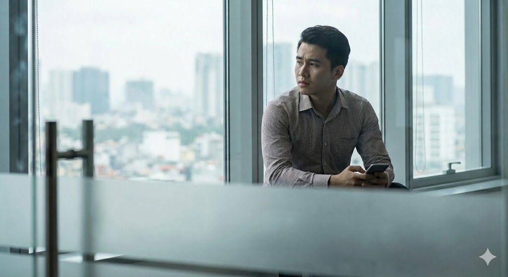 Tôi bàng hoàng phát hiện người yêu cũ đang làm cùng tòa nhà với mình (Ảnh minh họa. Nguồn: AI)