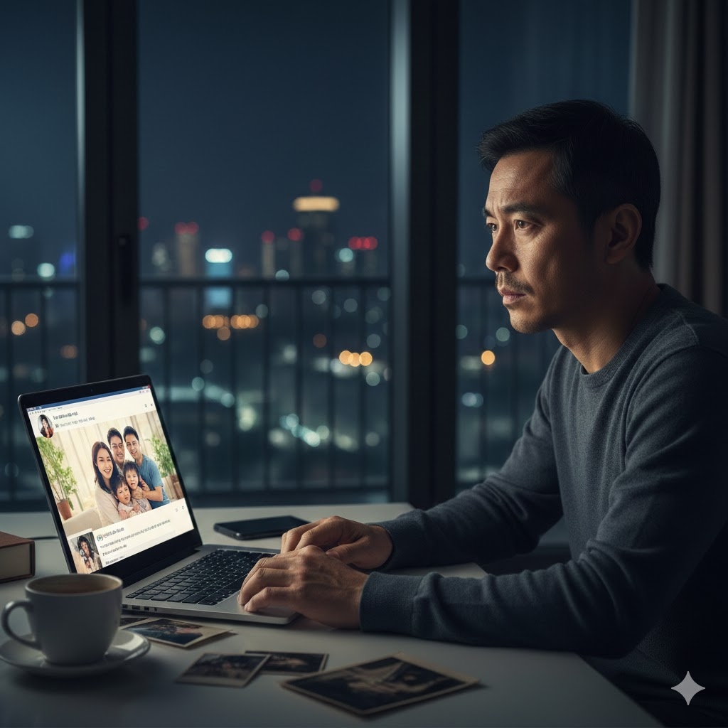 Tôi vẫn luôn âm thầm theo dõi người yêu cũ dù cô ấy đã có gia đình (Ảnh minh họa. Nguồn: AI)