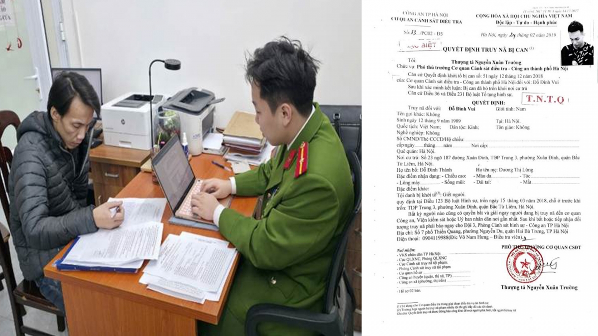 Đối tượng Đỗ Đình Vui đến Công an phường Phú Diễn đầu thú