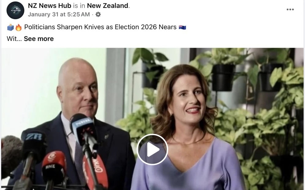 Một video giả mạo được trang NZ News Hub đăng.
