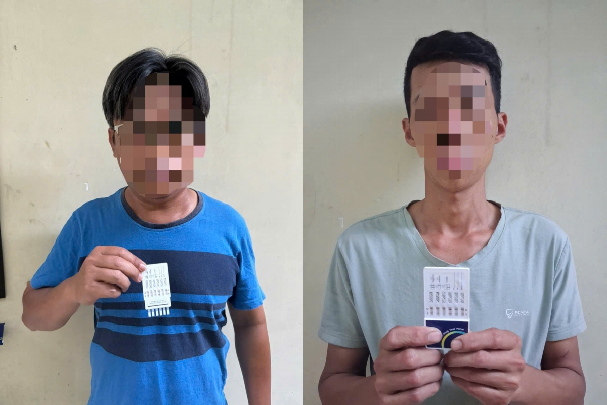 Công an phường tiến hành test nhanh và phát hiện 2 đối tượng dương tính với chất ma túy