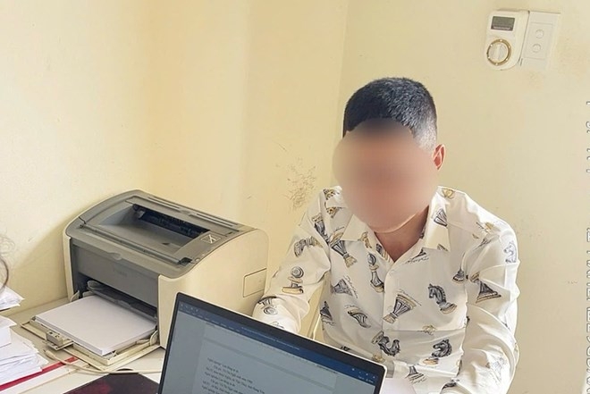 Đối tượng Vũ Trường Thọ tại cơ quan công an.