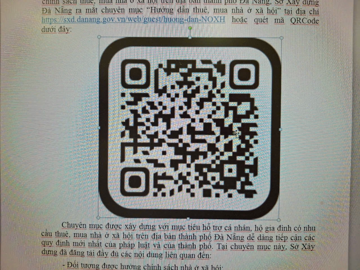 Người dân có thể quét mã QRCode để tra cứu thông tin thuê, mua nhà ở xã hội