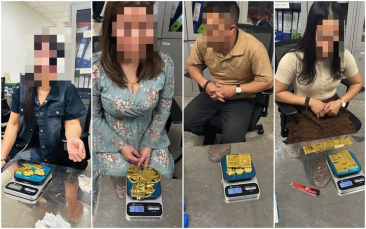 Theo Cục Hải quan, lực lượng chức năng vừa phát hiện 4 hành khách nhập cảnh từ Đài Loan (Trung Quốc) giấu hơn 12,3kg kim loại nghi là vàng - Ảnh: Cục Hải quan cung cấp