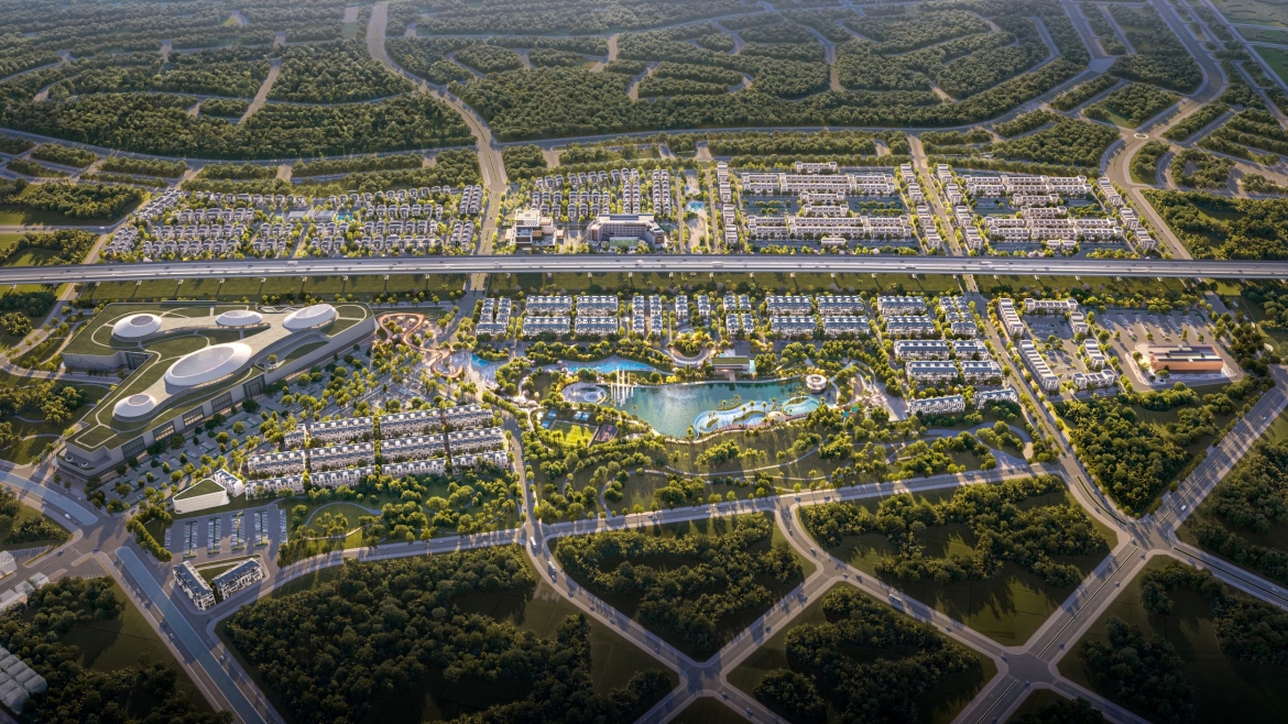 Phối cảnh tổng thể của Thanh Phú Centre Point với định hướng phát triển thành đô thị giao thương tại cửa ngõ Tây TP.HCM (Ảnh: BIM Group)