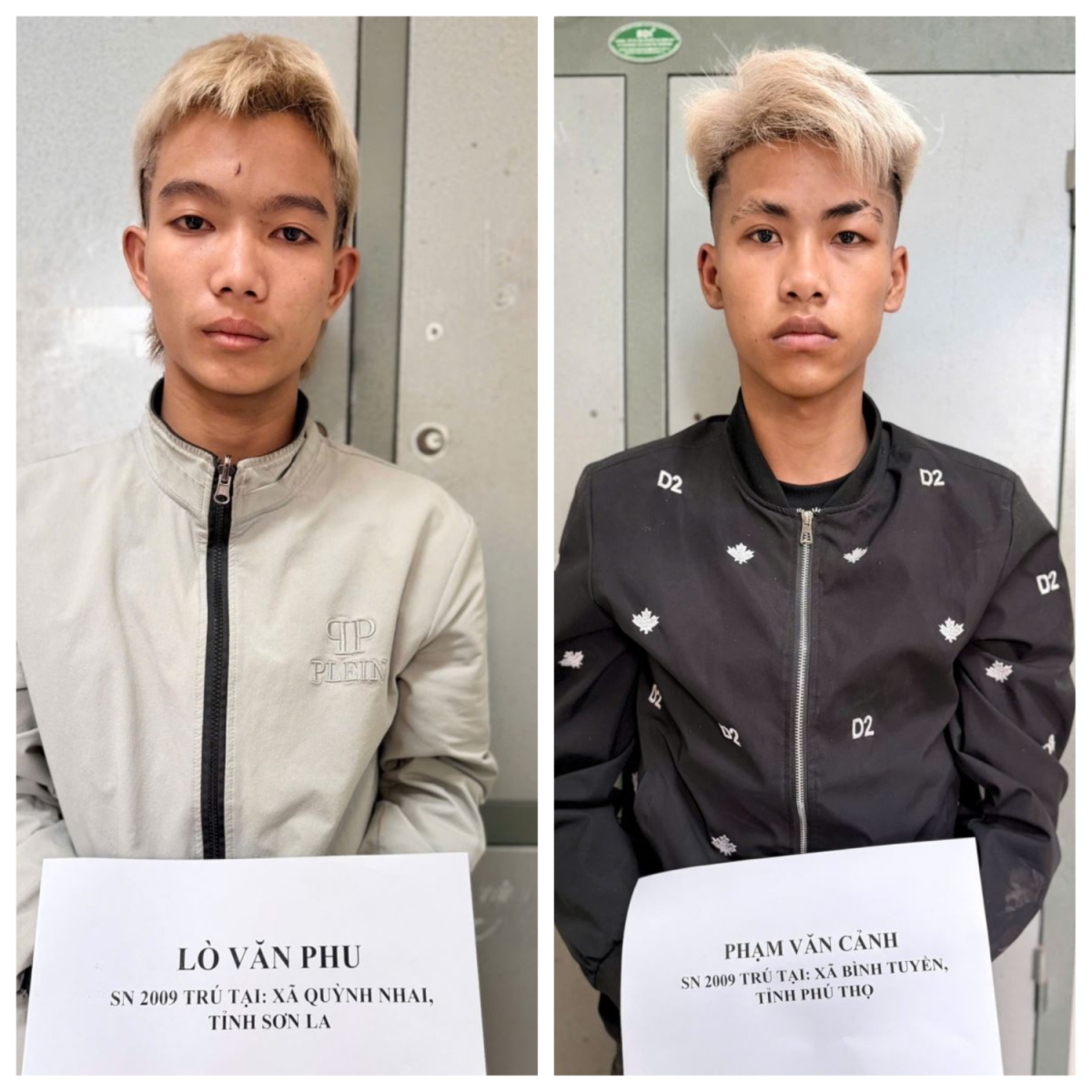 Các đối tượng tại cơ quan công an. Ảnh: Công an Phú Thọ