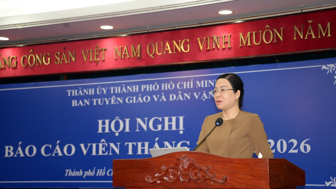 Bà Lê Thị Thủy, Phó Trưởng ban Tuyên giáo và Dân vận Thành ủy TP.HCM (ảnh: Hà Khánh) 