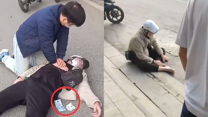 Bác sĩ Nguyễn Huy Tiến cứu người đàn ông bị TNGT nằm bất động giữa đường (Ảnh chụp màn hình)