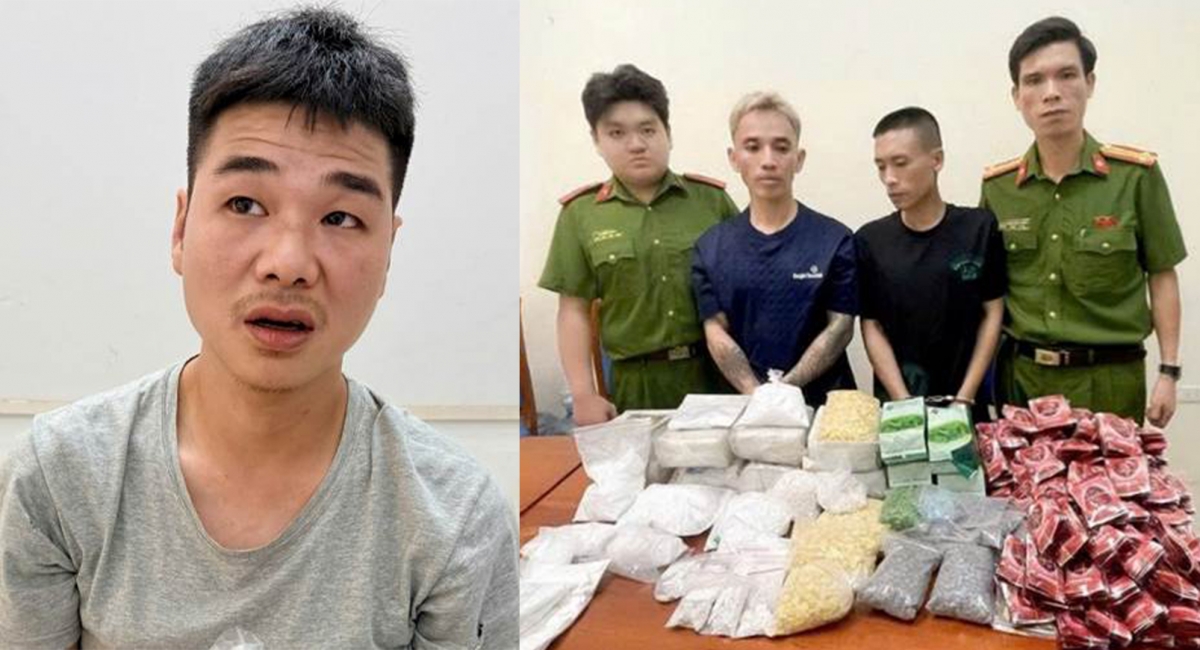 Đối tượng Lương Ngọc Huy (bên trái) cùng 2 đối tượng Đối tượng Vương Tùng và Ngô Đức Thiện