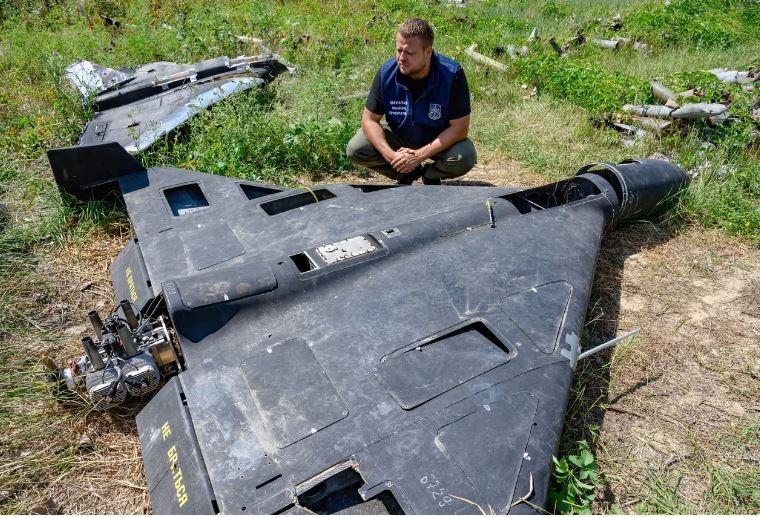 Mảnh vỡ của UAV Shahed-136 tại Ukraine. Ảnh: Getty